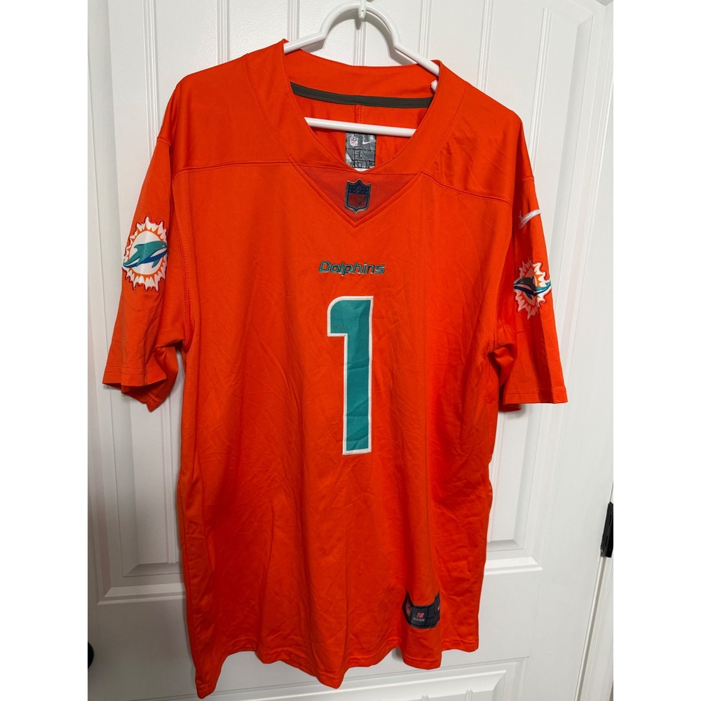 Nike Miami Dolphins Jersey Mens Large Orange Tua Tagovailoa 1 NFL On Field - Picture 1 of 7